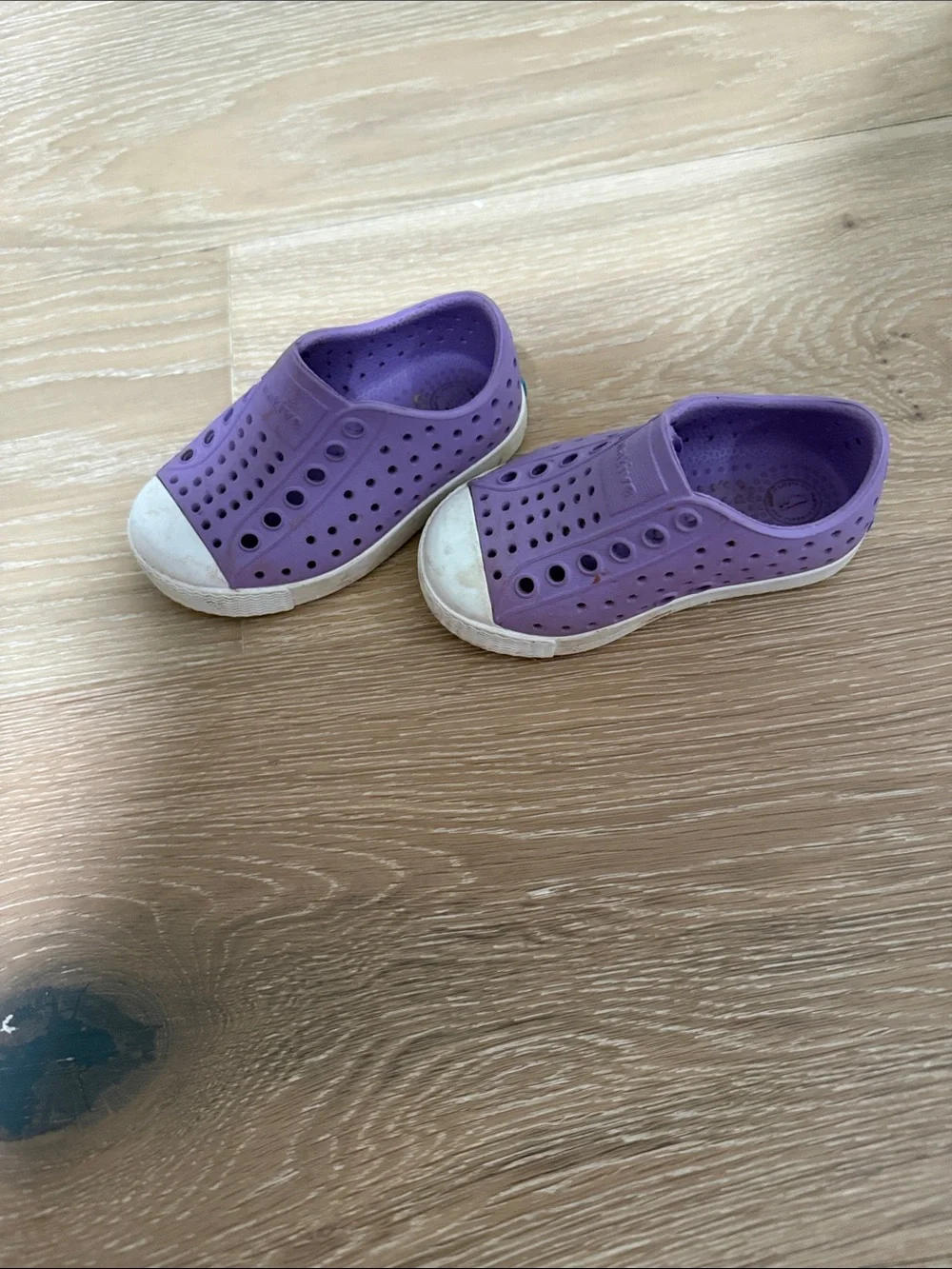 Native Kids Water Shoes in Purple with White Toe Caps